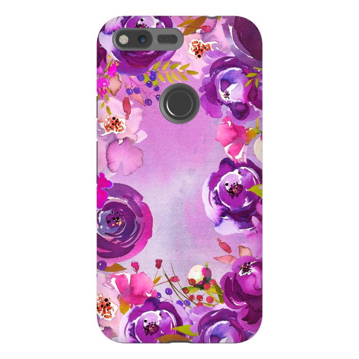 Pixel XL StrongFit Watercolor Hand drawn Purple Spring Flowers by  Utart