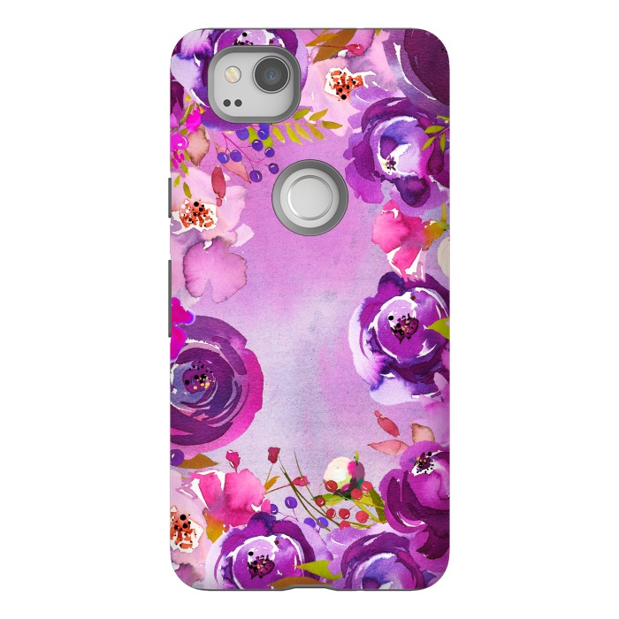 Pixel 2 StrongFit Watercolor Hand drawn Purple Spring Flowers by  Utart
