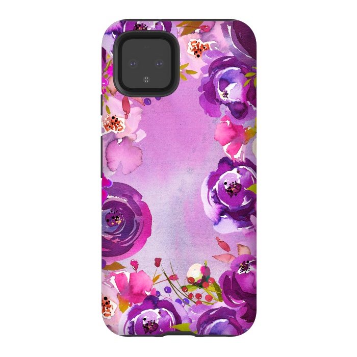 Pixel 4 StrongFit Watercolor Hand drawn Purple Spring Flowers by  Utart