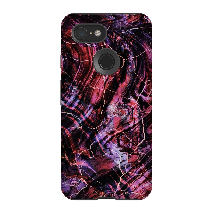 Pixel 3 StrongFit Marble art - dark pink and purple by Oana 