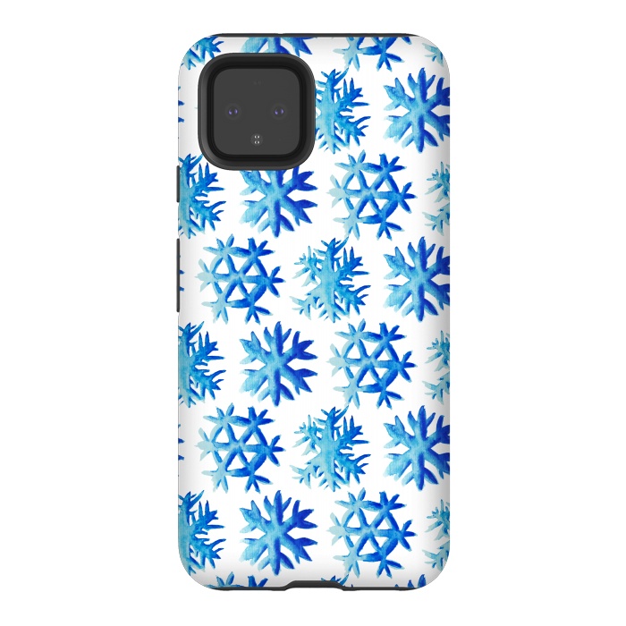 Pixel 4 StrongFit Blue Watercolor Snowflake Pattern by Boriana Giormova