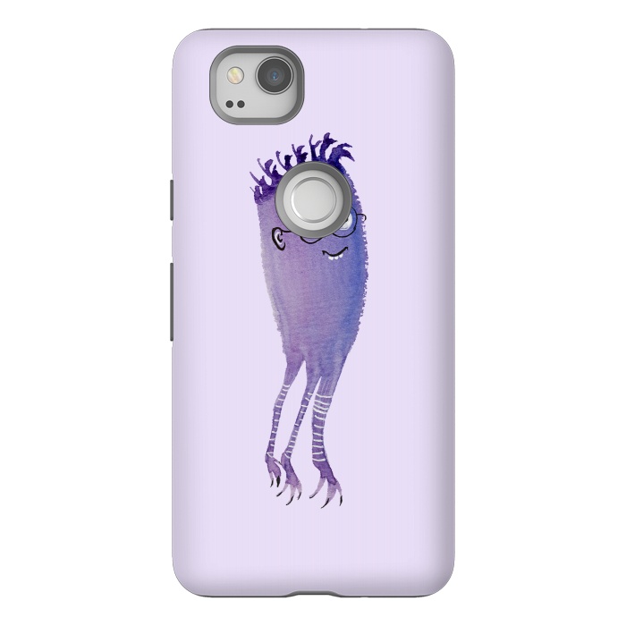 Pixel 2 StrongFit Geek Jellyfish Funny Monster With Glasses Watercolor by Boriana Giormova