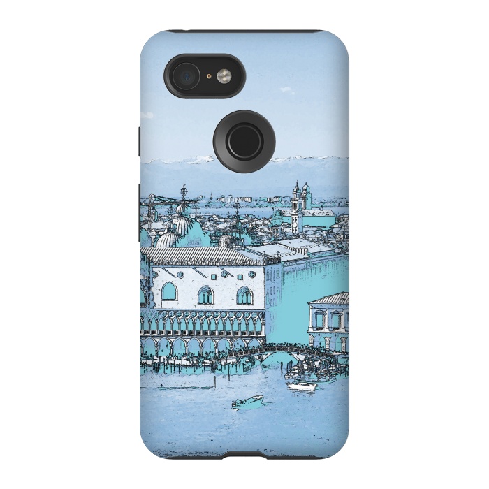 Pixel 3 StrongFit Blue watercolor painted Venice, Italy by Oana 