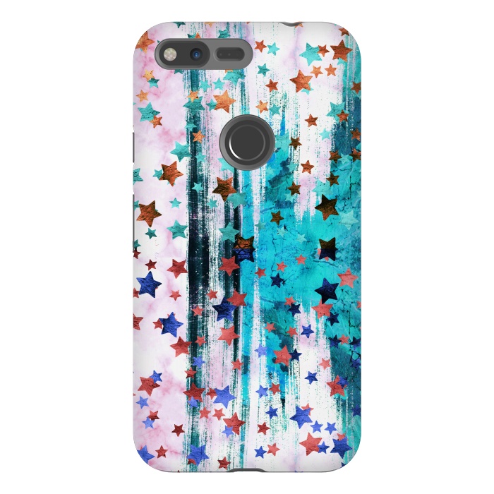 Pixel XL StrongFit Metallic stars on brushed marble by Oana 