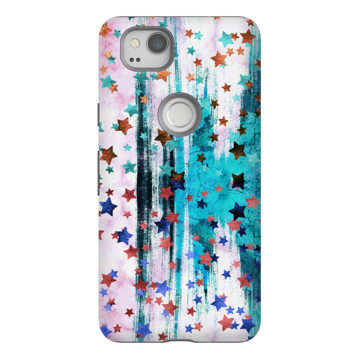 Pixel 2 StrongFit Metallic stars on brushed marble by Oana 