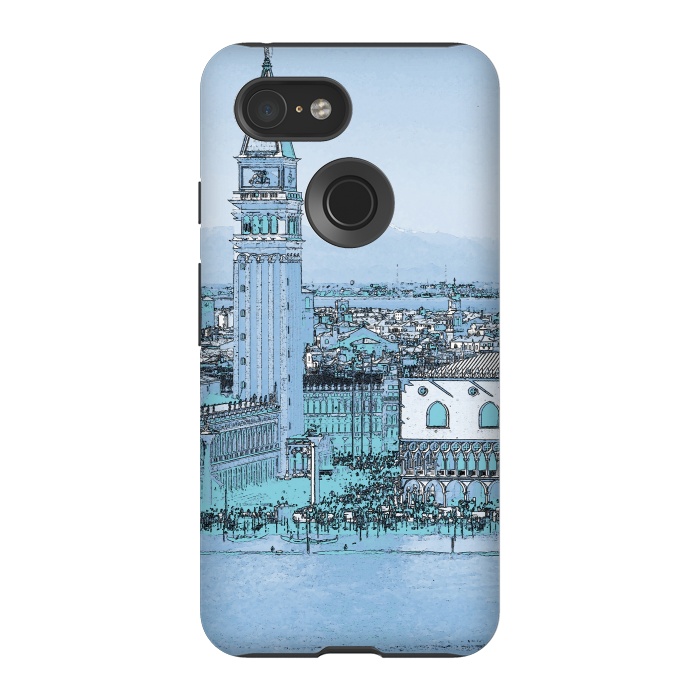 Pixel 3 StrongFit Painted watercolor Venice San Marco Square by Oana 