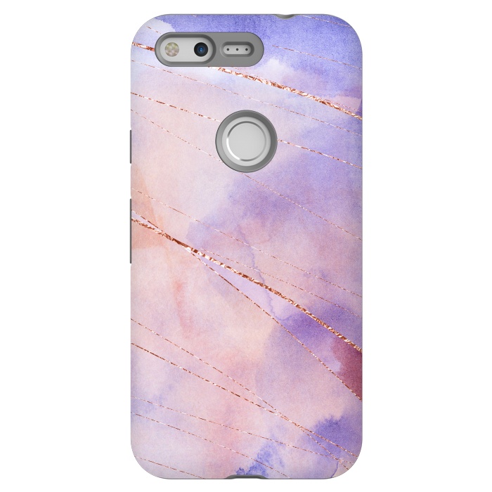 Pixel StrongFit Purple and Rosegold watercolor with gold veins by DaDo ART