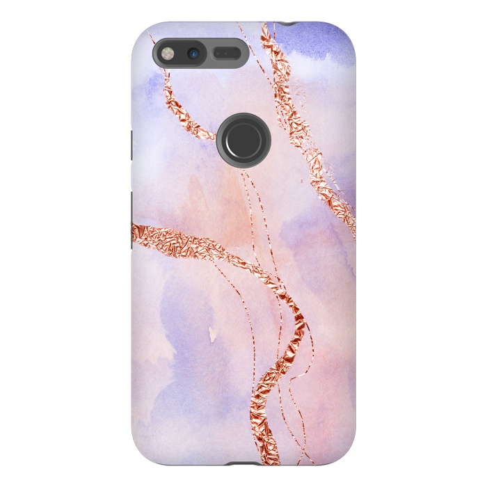 Pixel XL StrongFit Blush and Purple Ink with Gold Hand drawn Metal Veins by DaDo ART