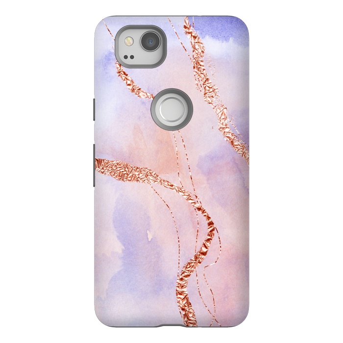 Pixel 2 StrongFit Blush and Purple Ink with Gold Hand drawn Metal Veins by DaDo ART