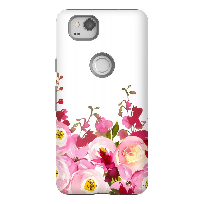 Pixel 2 StrongFit Red and Pink Floral Meadow by  Utart