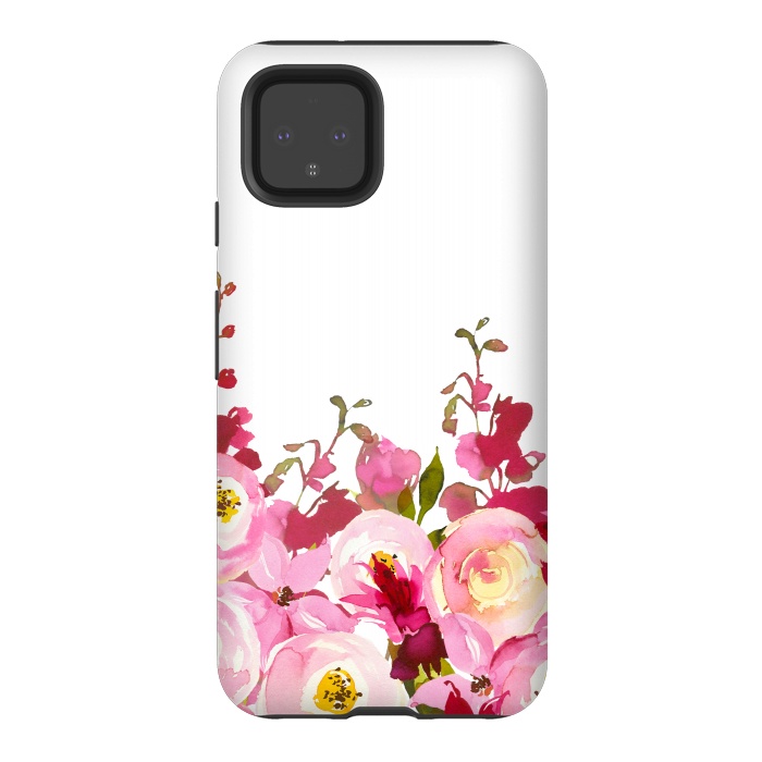 Pixel 4 StrongFit Red and Pink Floral Meadow by  Utart