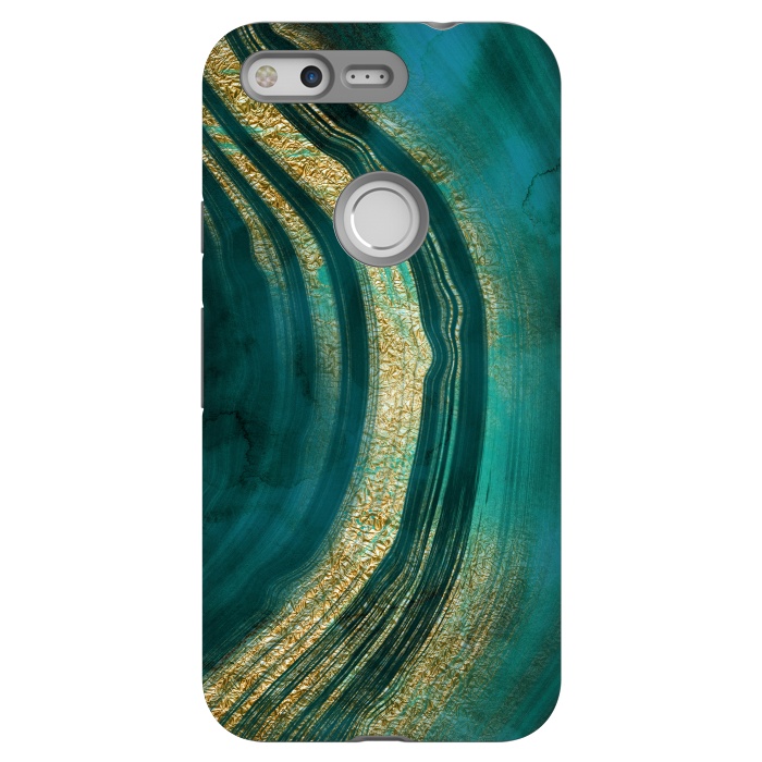 Pixel StrongFit Bohemian Green Marble with Gold Veins by DaDo ART