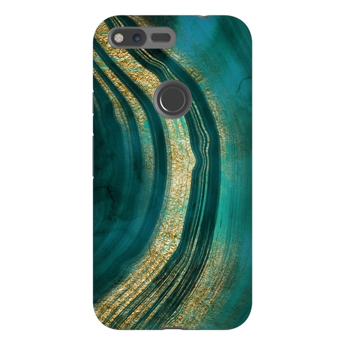 Pixel XL StrongFit Bohemian Green Marble with Gold Veins by DaDo ART