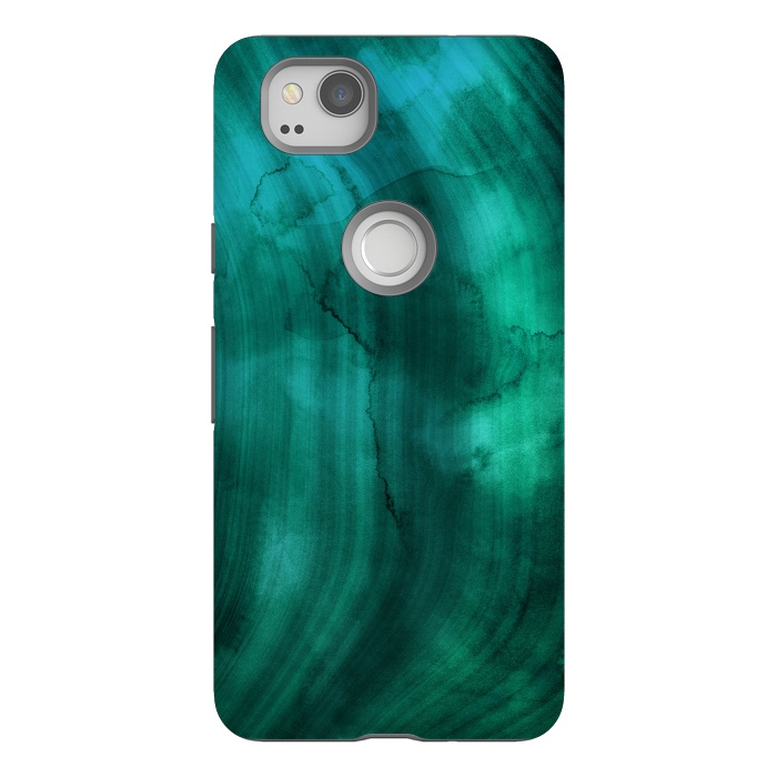 Pixel 2 StrongFit Emerald Ink Marble Texture by DaDo ART