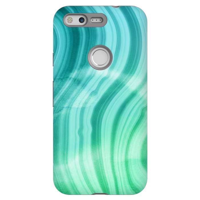 Pixel StrongFit Teal and White Marble Waves by DaDo ART