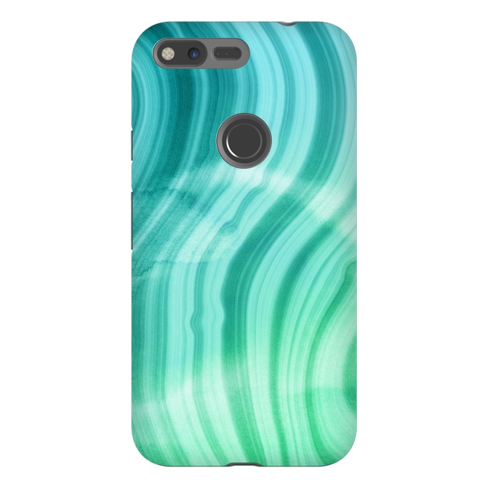 Pixel XL StrongFit Teal and White Marble Waves by DaDo ART