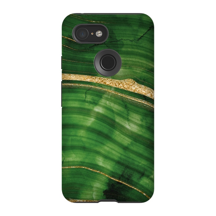 Pixel 3 StrongFit Malachite and Gold Mermaid Waves by DaDo ART