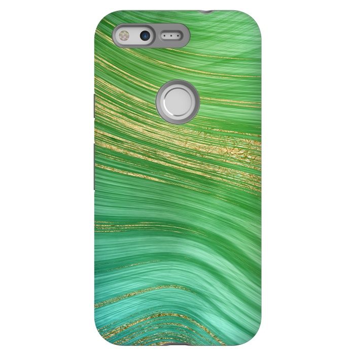 Pixel StrongFit Spring Green and TEal and Gold Mermaid Marble WAves by DaDo ART