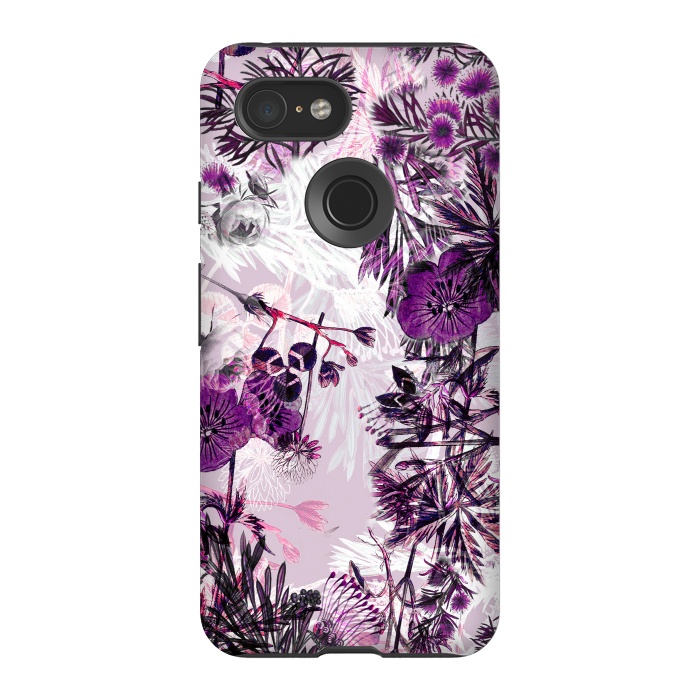 Pixel 3 StrongFit Romantic purple botanical illustration by Oana 