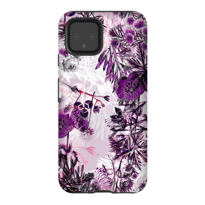 Pixel 4 StrongFit Romantic purple botanical illustration by Oana 
