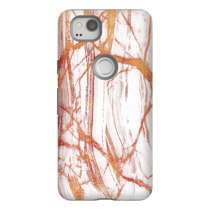 Pixel 2 StrongFit White marble with golden cracks by Oana 