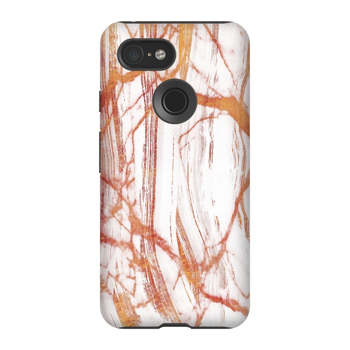 Pixel 3 StrongFit White marble with golden cracks by Oana 