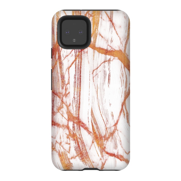 Pixel 4 StrongFit White marble with golden cracks by Oana 