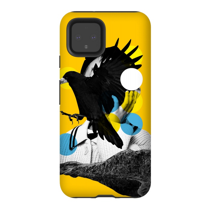 Pixel 4 StrongFit Black Bird Fly by MARCOS COELHO