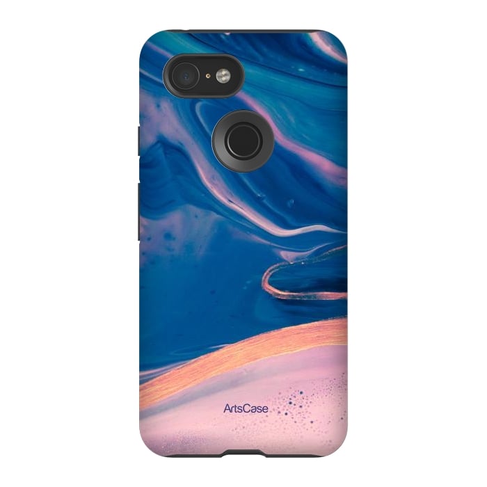 Pixel 3 StrongFit Acrylic Paint Abstract Marbling by ArtsCase
