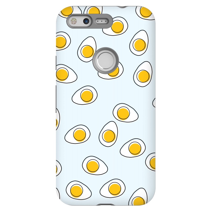 Pixel StrongFit Cute Eggs on Blue Background by Karolina
