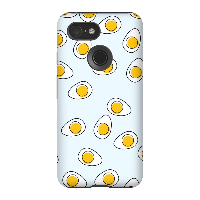Pixel 3 StrongFit Cute Eggs on Blue Background by Karolina