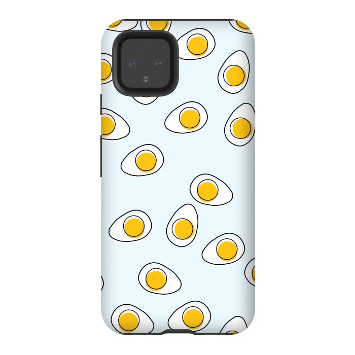 Pixel 4 StrongFit Cute Eggs on Blue Background by Karolina