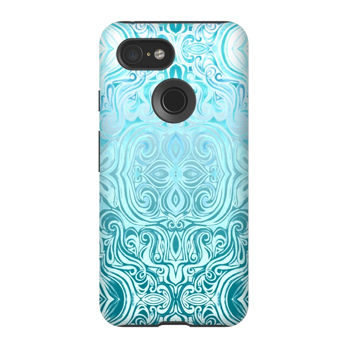 Pixel 3 StrongFit Twists & Turns in Turquoise & Teal by Micklyn Le Feuvre