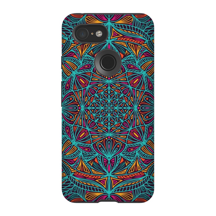 Pixel 3 StrongFit Colorful Mandala Pattern Design 19 by Jelena Obradovic