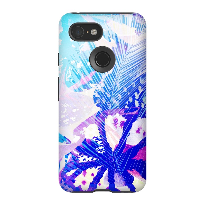 Pixel 3 StrongFit Tropical palm and ficus leaves gradient painting by Oana 