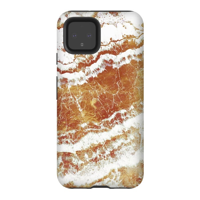 Pixel 4 StrongFit gold agate marble waves by Oana 