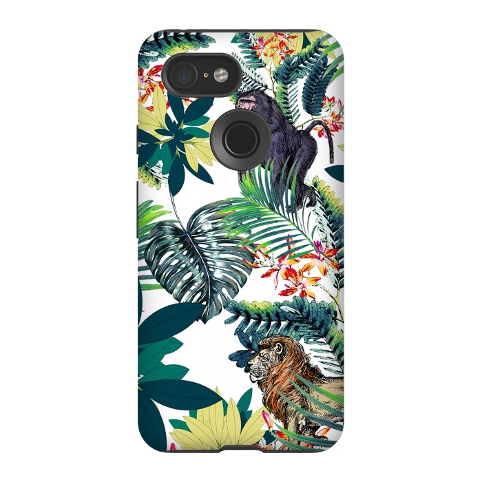 Pixel 3 StrongFit Monkey, lion and tropical foliage illustration by Oana 