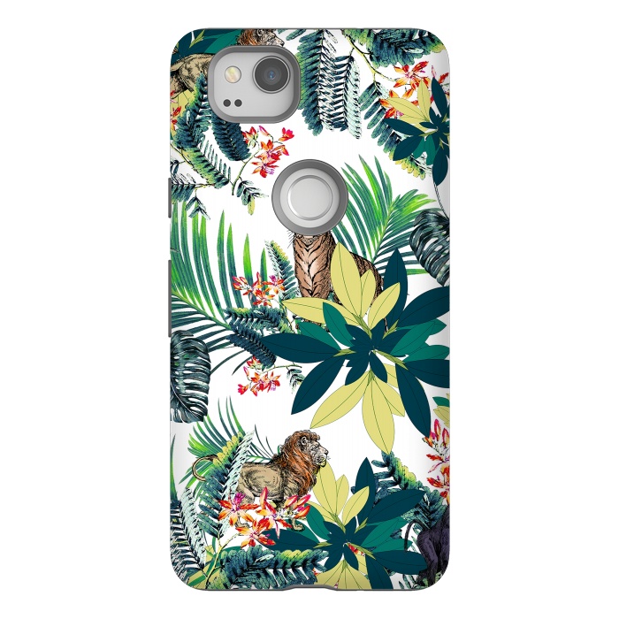 Pixel 2 StrongFit Tropical leaves and jungle animals  by Oana 