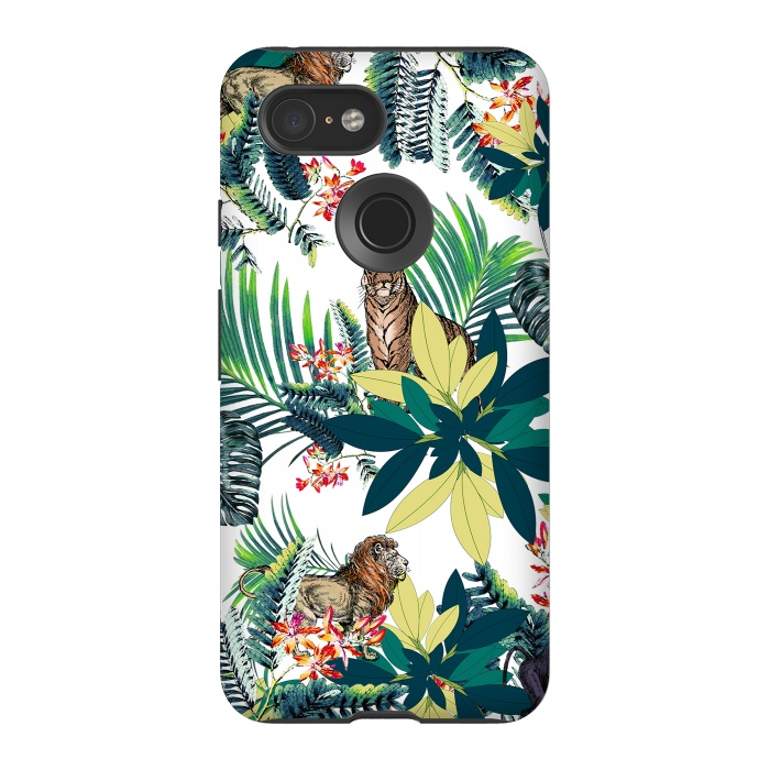 Pixel 3 StrongFit Tropical leaves and jungle animals  by Oana 