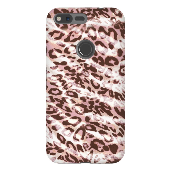 Pixel XL StrongFit brushed pink grungy leopard print spots by Oana 