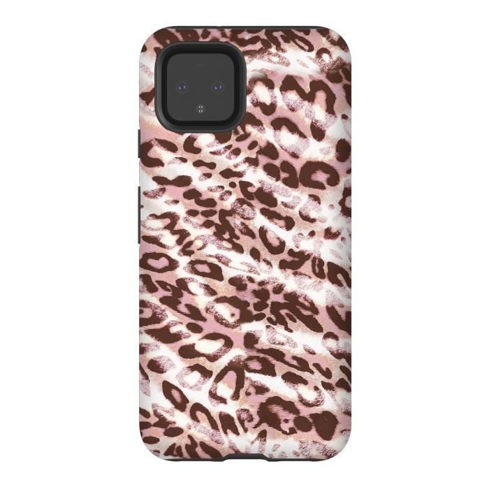 Pixel 4 StrongFit brushed pink grungy leopard print spots by Oana 