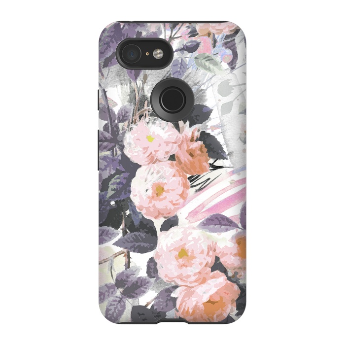 Pixel 3 StrongFit Pink gray romantic roses by Oana 