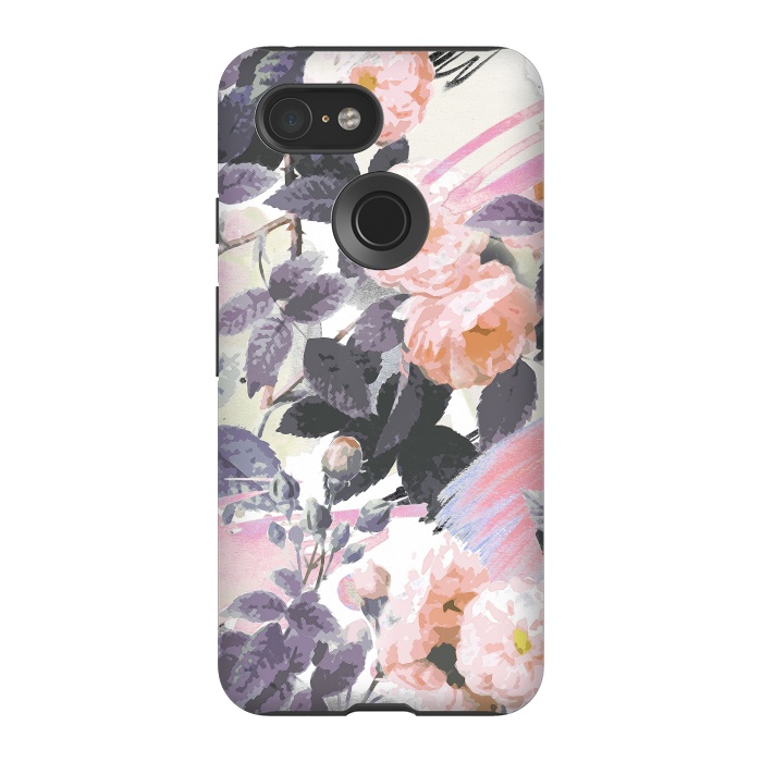 Pixel 3 StrongFit Romantic painted pastel roses by Oana 