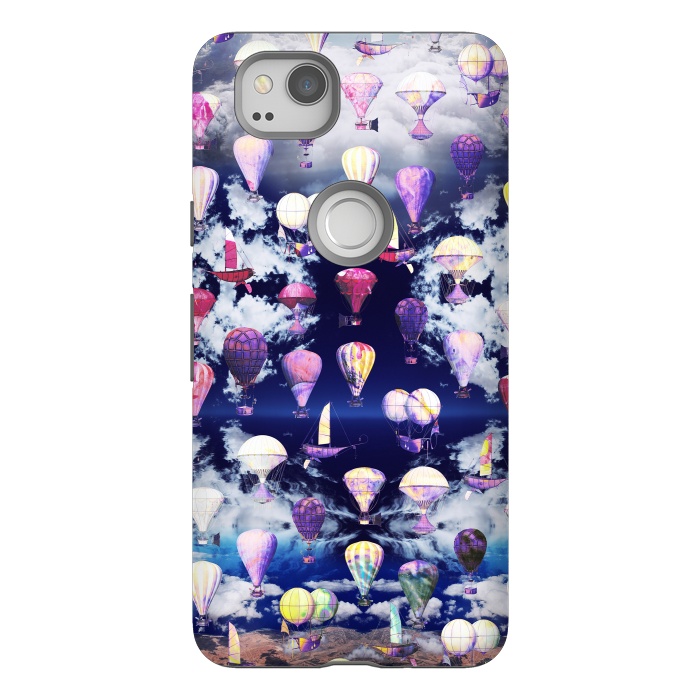 Pixel 2 StrongFit Colorful air balloons and fluffy clouds by Oana 