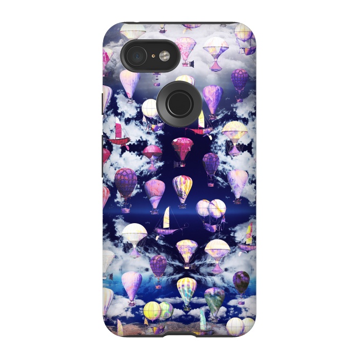 Pixel 3 StrongFit Colorful air balloons and fluffy clouds by Oana 