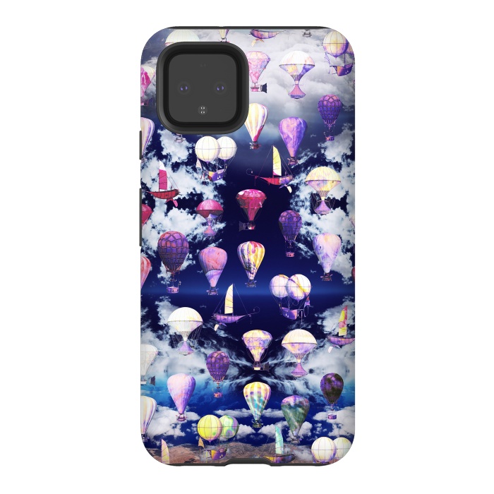 Pixel 4 StrongFit Colorful air balloons and fluffy clouds by Oana 