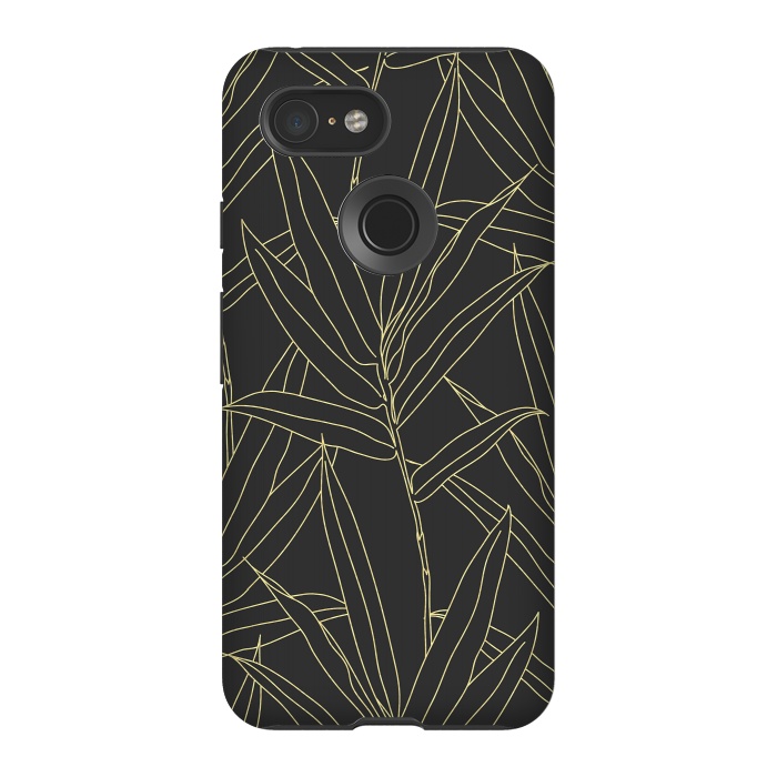 Pixel 3 StrongFit Elegant bamboo foliage gold strokes design  by InovArts
