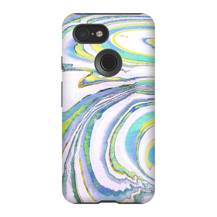 Pixel 3 StrongFit Colorful marble festival stripes by Oana 