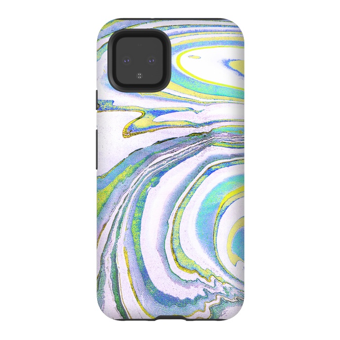 Pixel 4 StrongFit Colorful marble festival stripes by Oana 