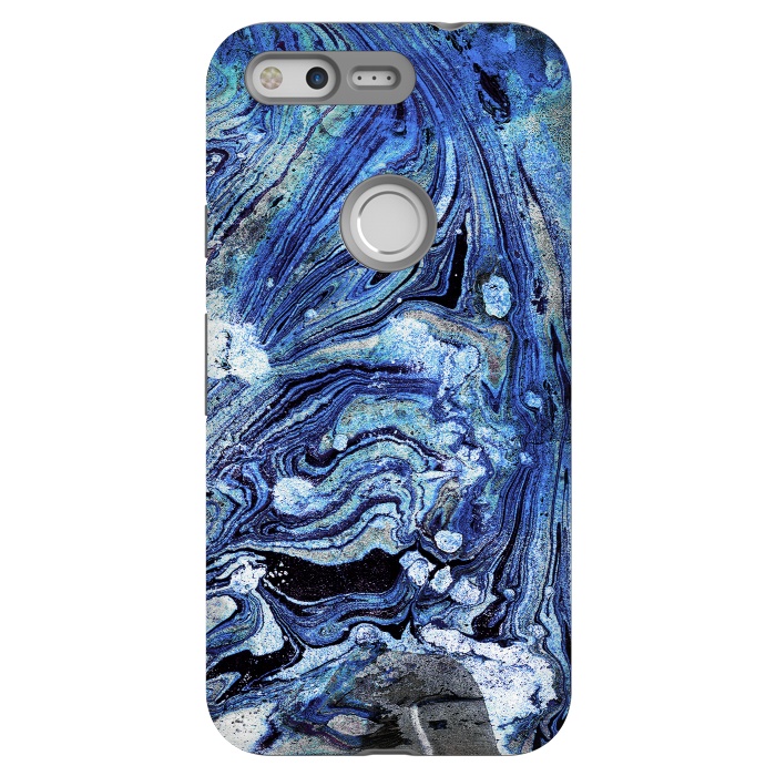 Pixel StrongFit Abstract blue painted marble art by Oana 